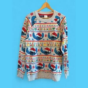 Men's Adult‎ Disney Japan Stitch Fair Isle Light Up Christmas Sweater-Size XL